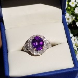 Beautiful Siberian Amethyst & Diamond Ring